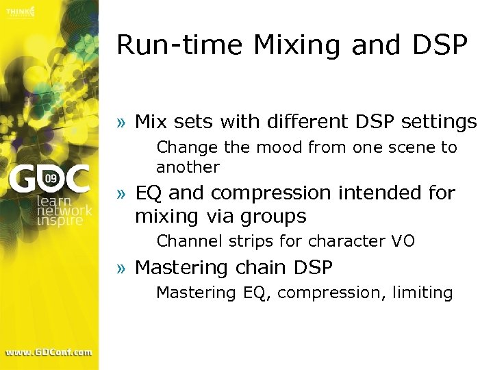 Run-time Mixing and DSP » Mix sets with different DSP settings > Change the