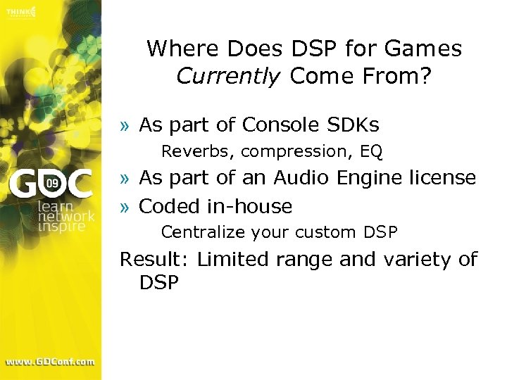 Where Does DSP for Games Currently Come From? » As part of Console SDKs