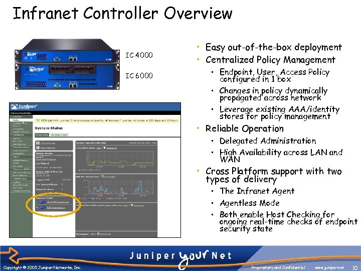 Infranet Controller Overview IC 4000 IC 6000 • Easy out-of-the-box deployment • Centralized Policy