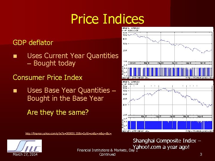 Price Indices GDP deflator n Uses Current Year Quantities – Bought today Consumer Price
