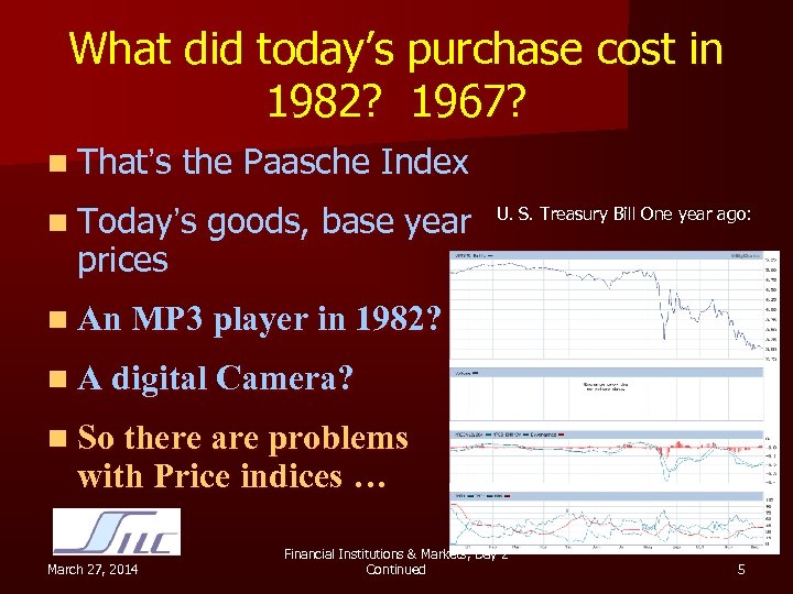 What did today’s purchase cost in 1982? 1967? n That’s the Paasche Index n