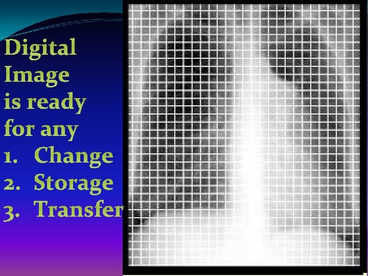 Digital Image is ready for any 1. Change 2. Storage 3. Transfer 