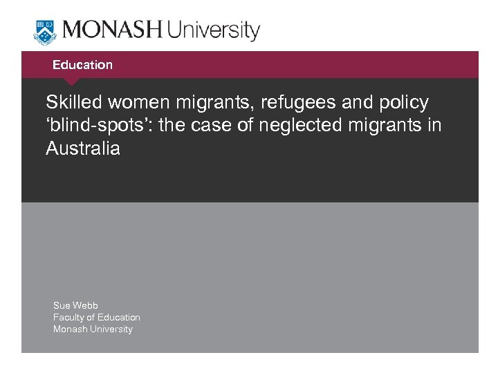 Education Skilled women migrants, refugees and policy ‘blind-spots’: the case of neglected migrants in