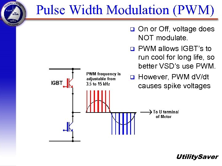 Pulse Width Modulation (PWM) q q q On or Off, voltage does NOT modulate.