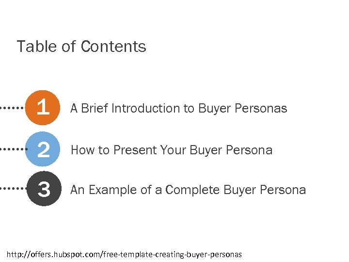 Table of Contents 1 A Brief Introduction to Buyer Personas 2 How to Present