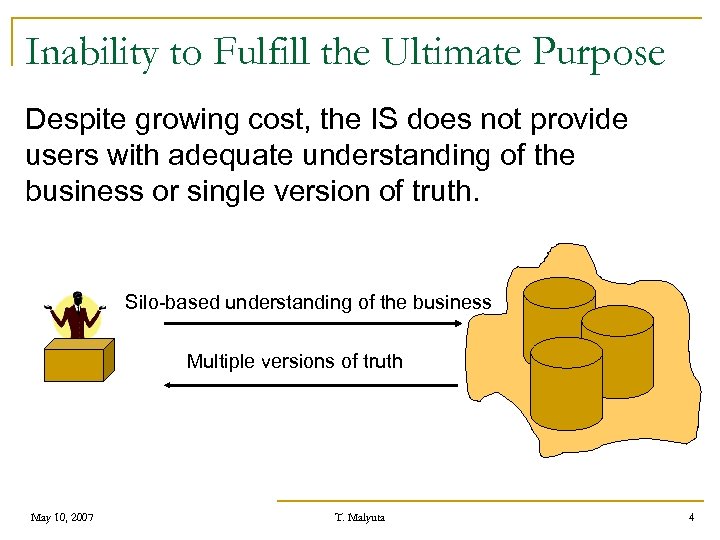 Inability to Fulfill the Ultimate Purpose Despite growing cost, the IS does not provide