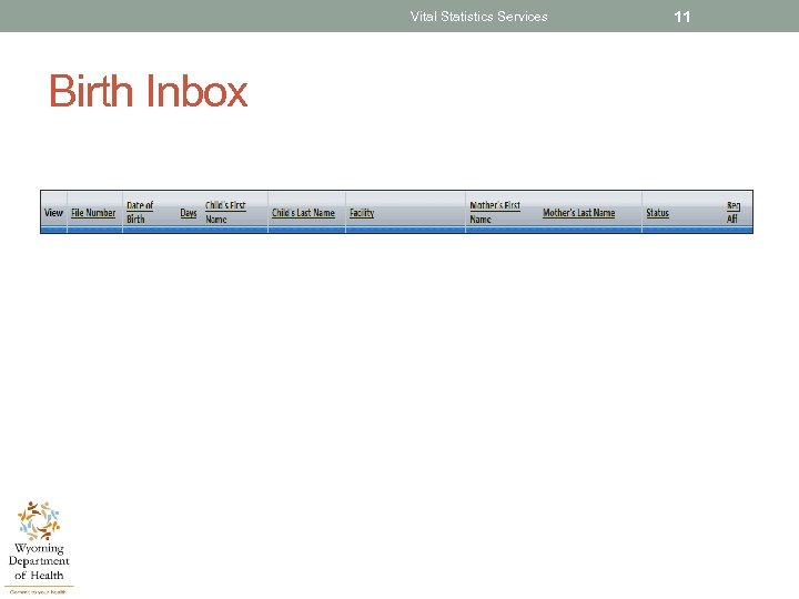 Vital Statistics Services Birth Inbox 11 