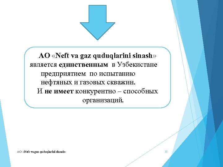 АО «Neft va gaz quduqlarini sinash» является единственным в Узбекистане предприятием по испытанию нефтяных