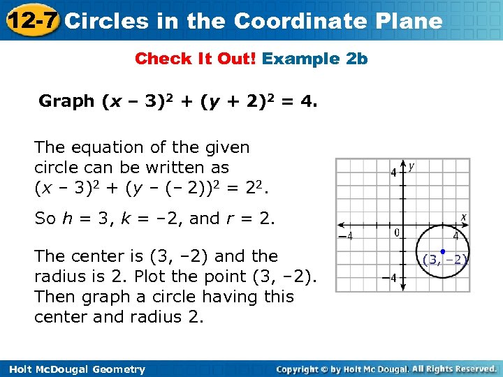 12 -7 Circles in the Coordinate Plane Check It Out! Example 2 b Graph