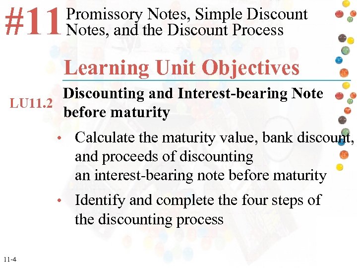 #11 Promissory Notes, Simple Discount Notes, and the Discount Process Learning Unit Objectives Discounting