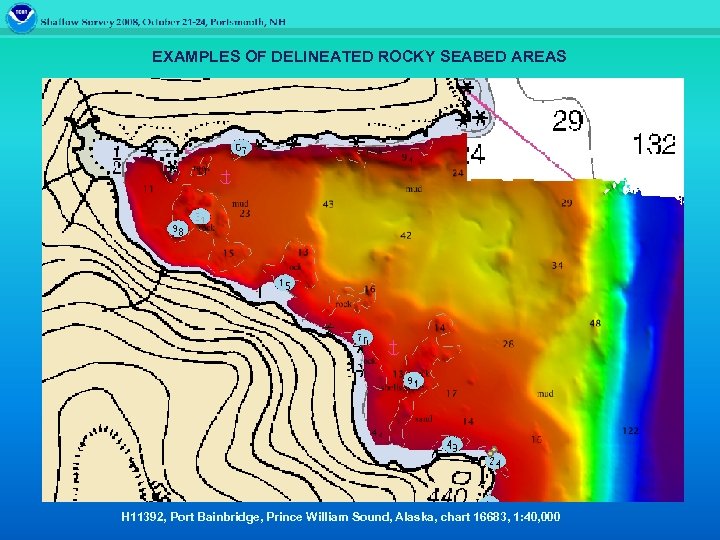 EXAMPLES OF DELINEATED ROCKY SEABED AREAS H 11392, Port Bainbridge, Prince William Sound, Alaska,