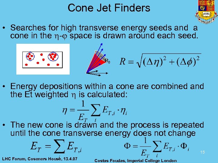 Cone Jet Finders • Searches for high transverse energy seeds and a cone in