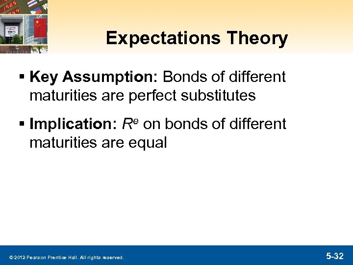 Expectations Theory § Key Assumption: Bonds of different maturities are perfect substitutes § Implication: