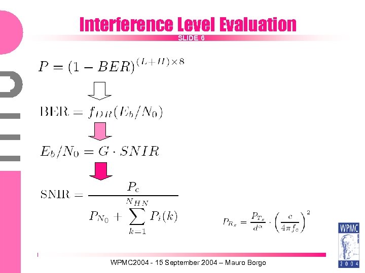 Interference Level Evaluation SLIDE 6 WPMC 2004 - 15 September 2004 – Mauro Borgo