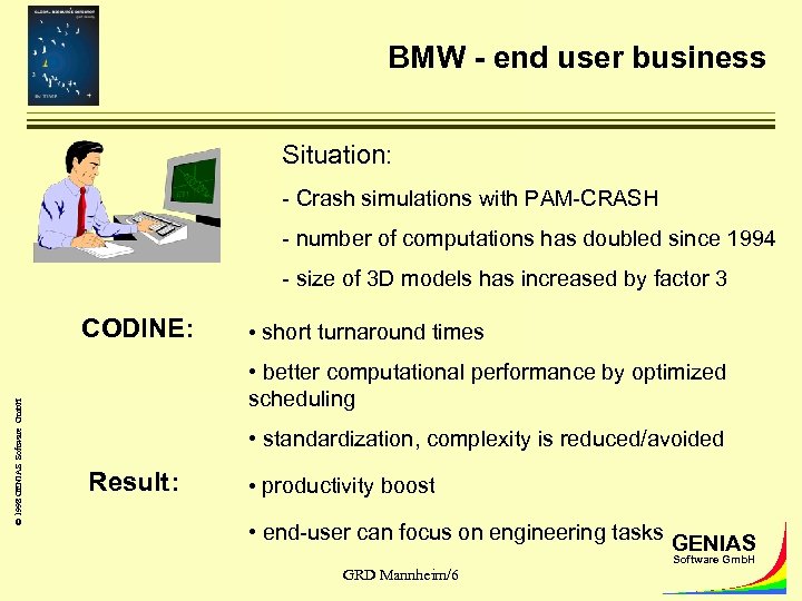 BMW - end user business Situation: - Crash simulations with PAM-CRASH - number of