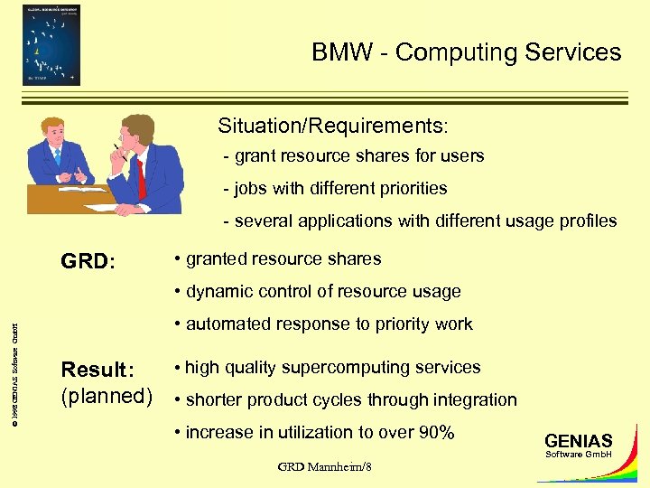 BMW - Computing Services Situation/Requirements: - grant resource shares for users - jobs with