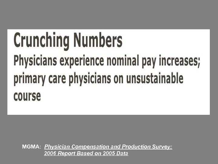 MGMA: Physician Compensation and Production Survey: 2006 Report Based on 2005 Data 