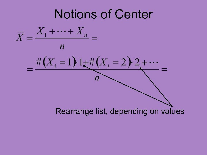 Notions of Center Rearrange list, depending on values 
