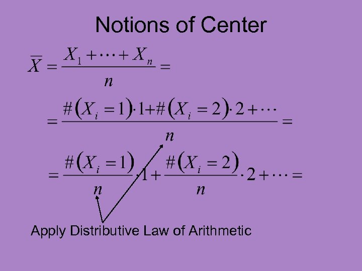 Notions of Center Apply Distributive Law of Arithmetic 