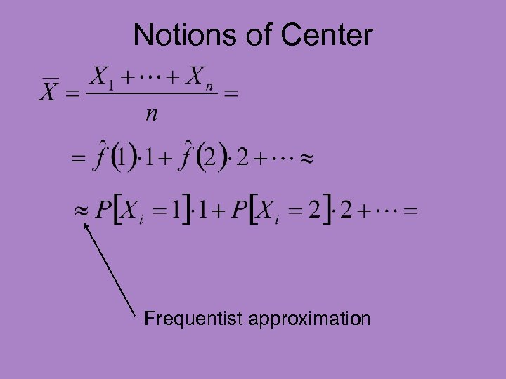 Notions of Center Frequentist approximation 