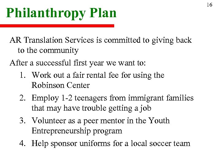Philanthropy Plan AR Translation Services is committed to giving back to the community After
