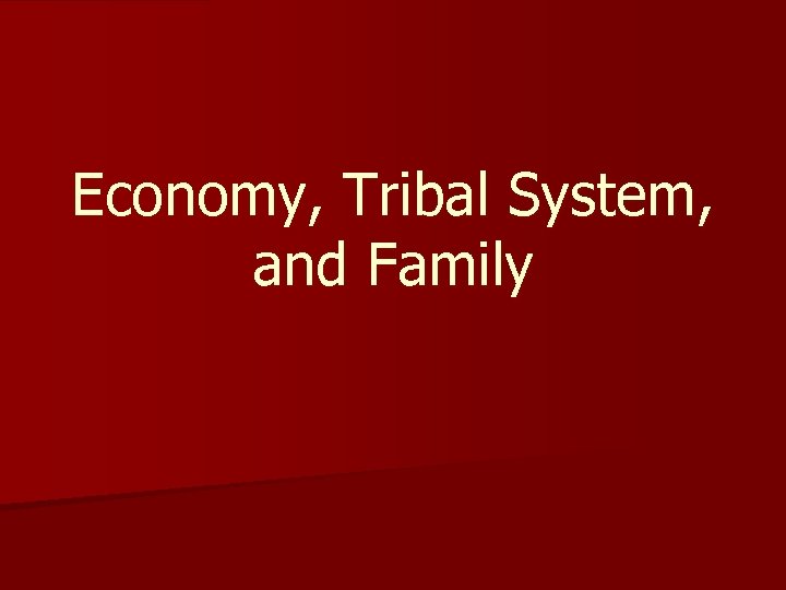 Economy, Tribal System, and Family 