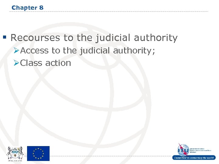 Chapter 8 § Recourses to the judicial authority ØAccess to the judicial authority; ØClass