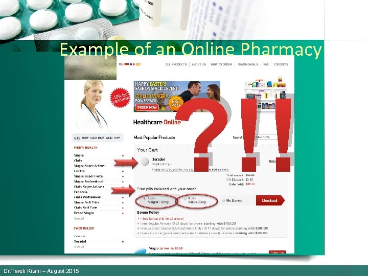 Example of an Online Pharmacy ? !! Dr. Tarek Kilani – August 2015 