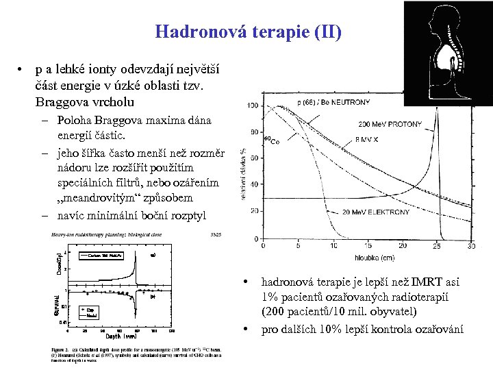 Hadronová terapie (II) • p a lehké ionty odevzdají největší část energie v úzké