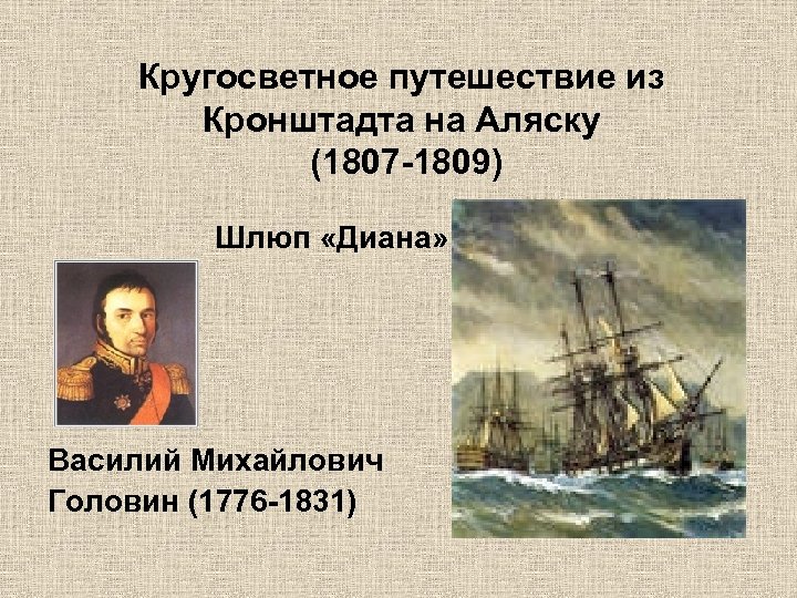 Кругосветное путешествие из Кронштадта на Аляску (1807 -1809) Шлюп «Диана» Василий Михайлович Головин (1776