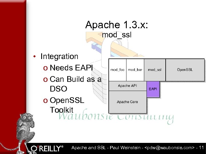 Apache 1. 3. x: mod_ssl • Integration o Needs EAPI o Can Build as