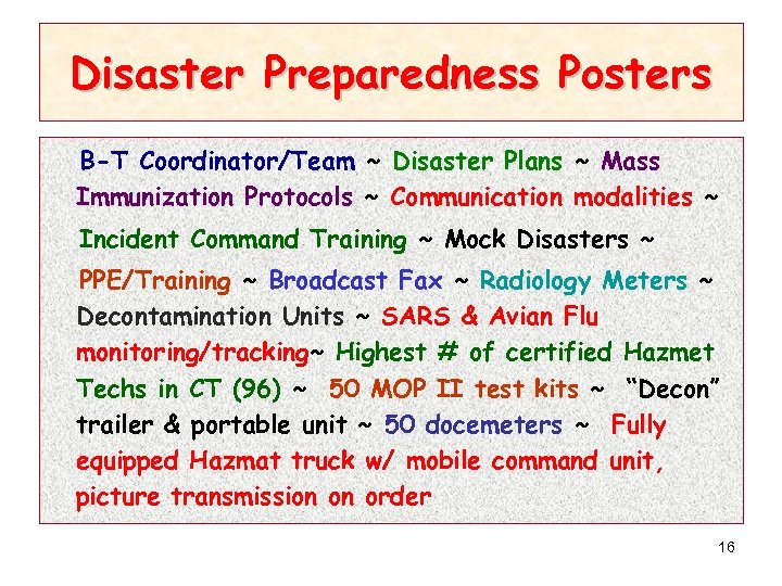 Disaster Preparedness Posters B-T Coordinator/Team ~ Disaster Plans ~ Mass Immunization Protocols ~ Communication