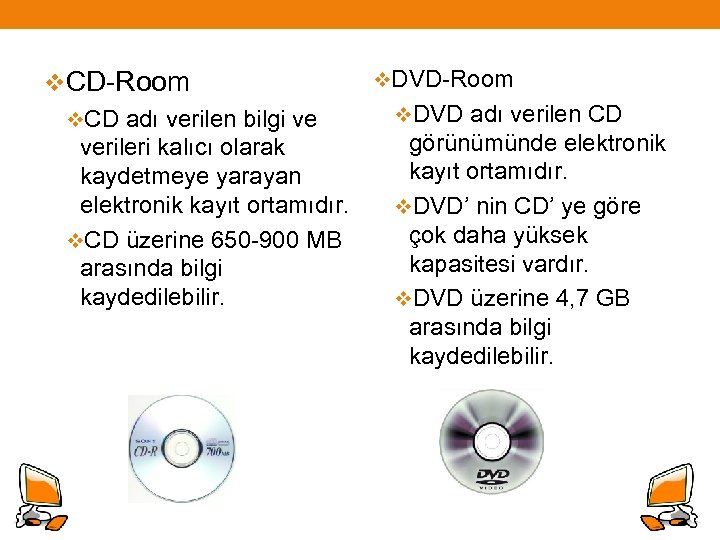 v. DVD-Room v. CD-Room v. DVD adı verilen CD v. CD adı verilen bilgi