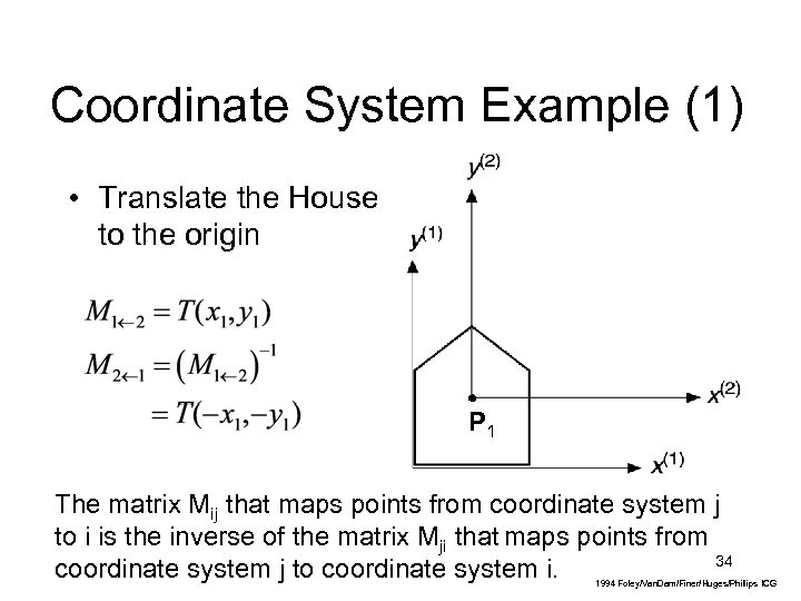 Coordinate System Example (1) • Translate the House to the origin P 1 The