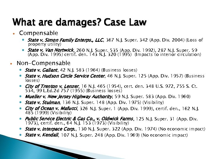 What are damages? Case Law Compensable State v. Simon Family Enterps. , LLC, 367