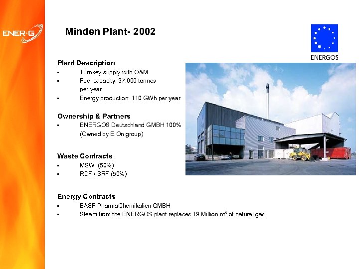 Minden Plant- 2002 Plant Description • • • Turnkey supply with O&M Fuel capacity: