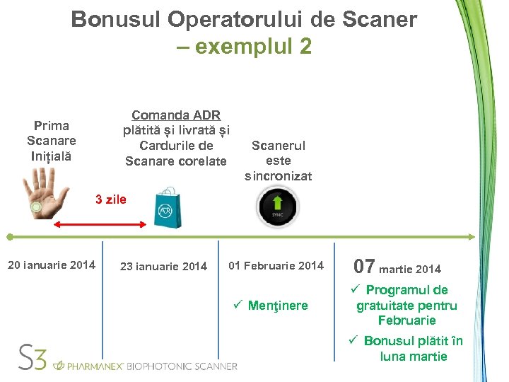 Bonusul Operatorului de Scaner – exemplul 2 Prima Scanare Inițială Comanda ADR plătită și
