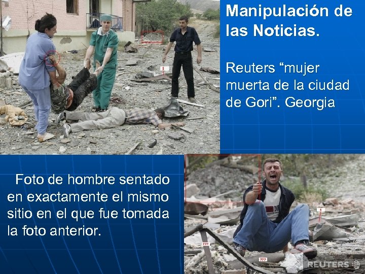 Manipulación de las Noticias. Reuters “mujer muerta de la ciudad de Gori”. Georgia Foto