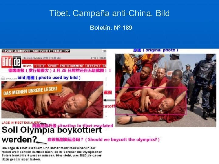 Tibet. Campaña anti-China. Bild Boletín. Nº 189 