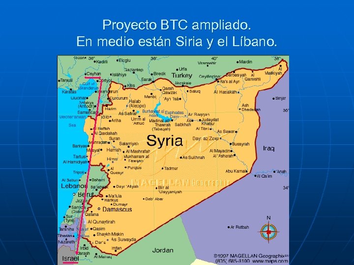 Proyecto BTC ampliado. En medio están Siria y el Líbano. 