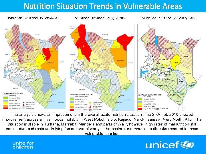 Nutrition Situation Trends in Vulnerable Areas Nutrition Situation, February 2015 Nutrition Situation, August 2015