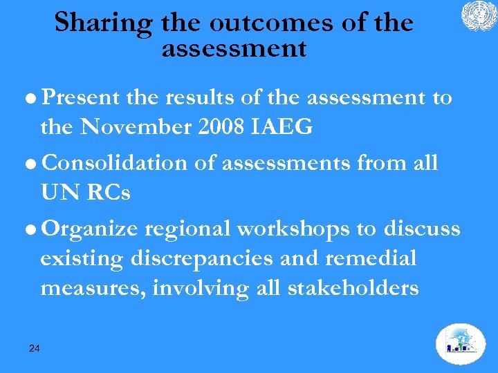 Sharing the outcomes of the assessment =Present the results of the assessment to the