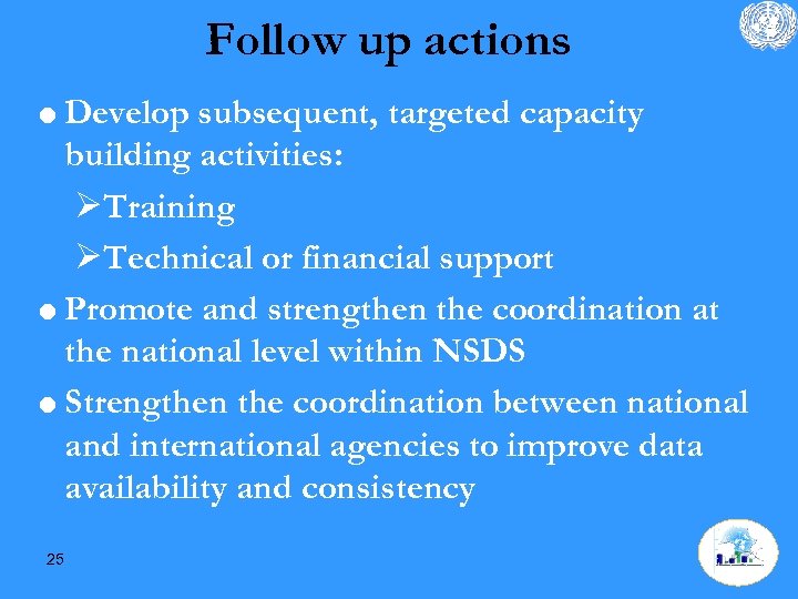 Follow up actions = Develop subsequent, targeted capacity building activities: ØTraining ØTechnical or financial