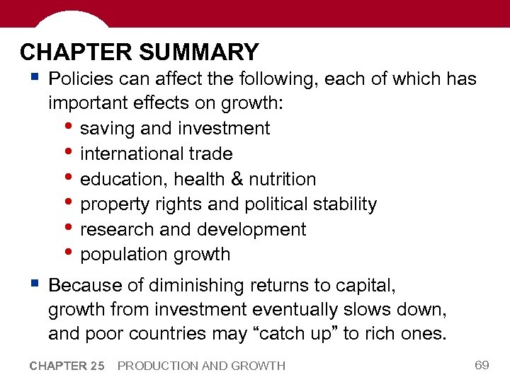 CHAPTER SUMMARY § Policies can affect the following, each of which has important effects