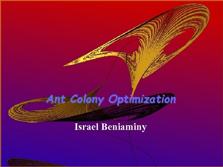 Ant Colony Optimization Israel Beniaminy 