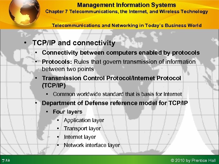 Management Information Systems Chapter 7 Telecommunications, the Internet, and Wireless Technology Telecommunications and Networking