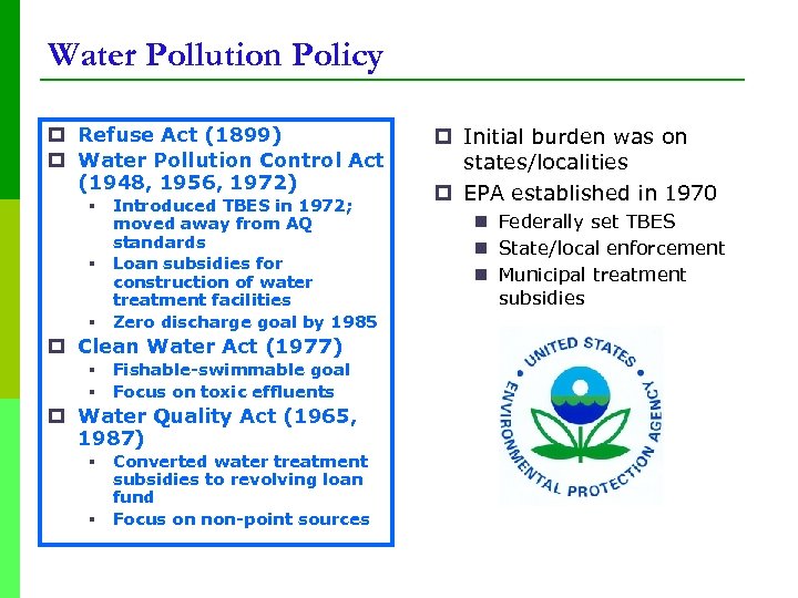 Environmental Policy Water Pollution Air Pollution State