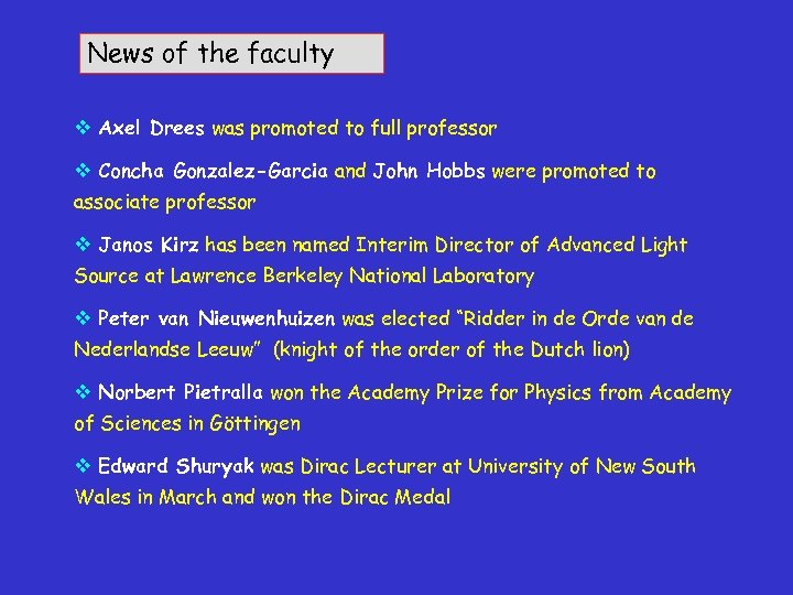 News of the faculty v Axel Drees was promoted to full professor v Concha