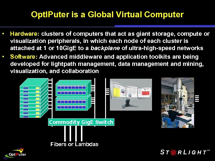 Opt. IPuter is a Global Virtual Computer • Hardware: clusters of computers that act