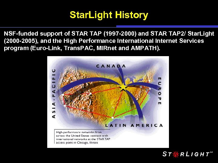 Star. Light History NSF-funded support of STAR TAP (1997 -2000) and STAR TAP 2/